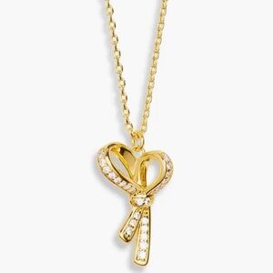 NWT Kate Spade Saturday pavé bow pendant necklace gold